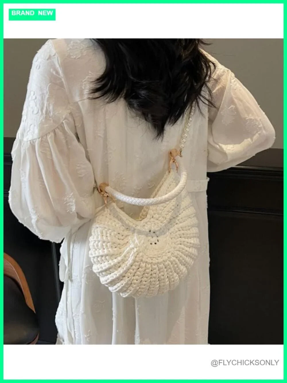 Handmade Crochet Tote Bag Seashell Purse Boho Shell Crossbody Shoulder Beach